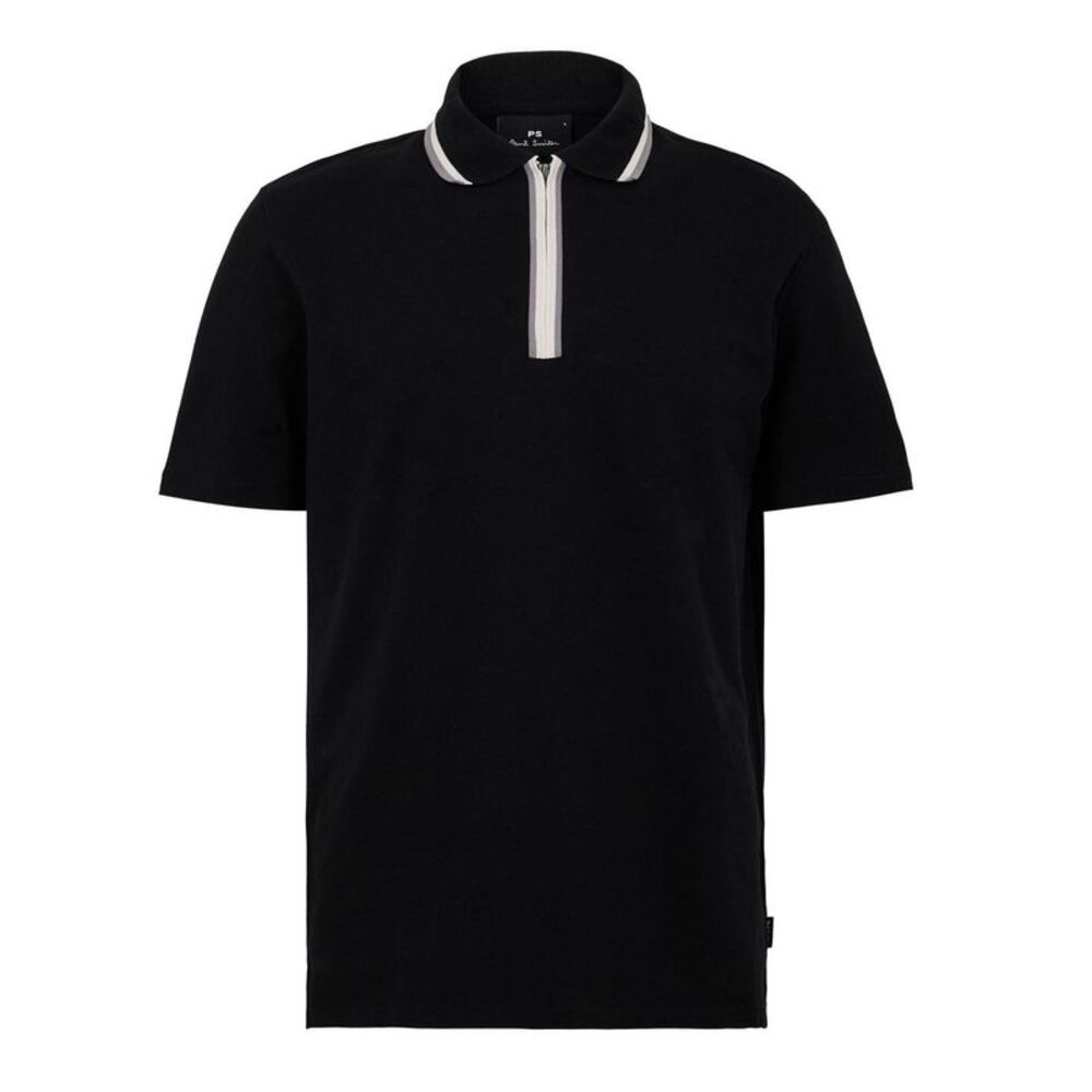 Paul Smith Mens Zipped Tailored Short-Sleeved Polo Shirt / Black
